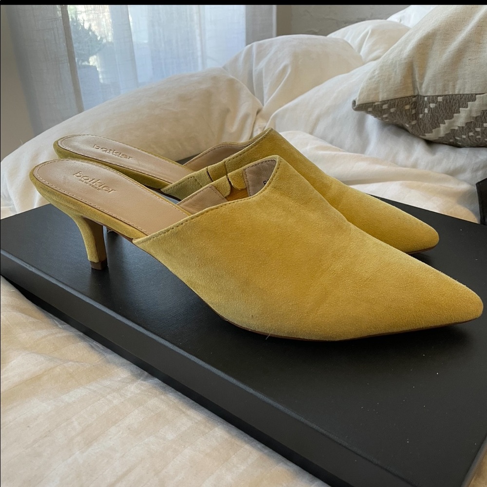 Botkier yellow suede mules